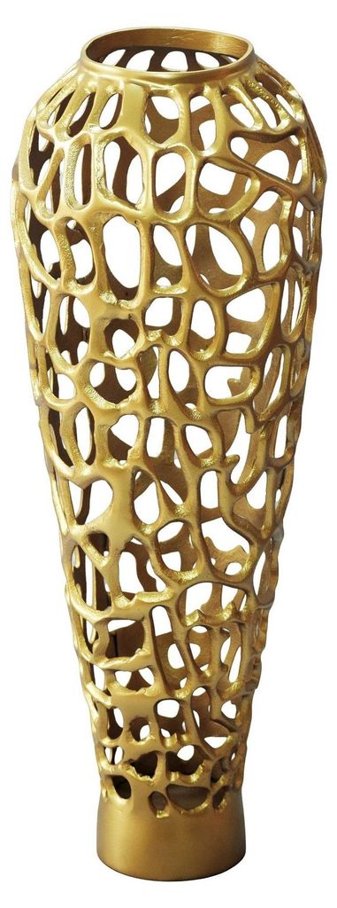 WOHNLING Bodenvase Aluminium 85cm Gold Design Blumenvase Produktbild 