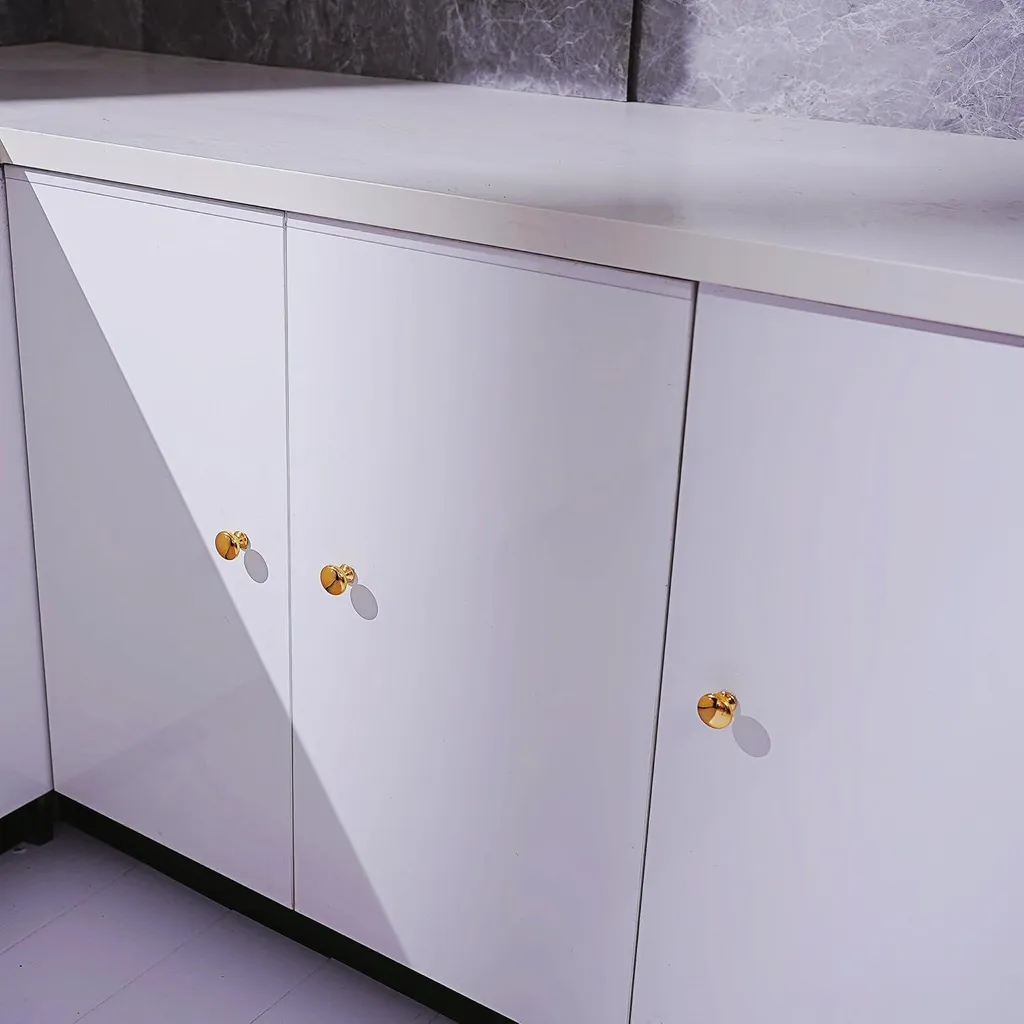 Poignées de meubles rondes dorées - Boutons de porte style moderne x12
