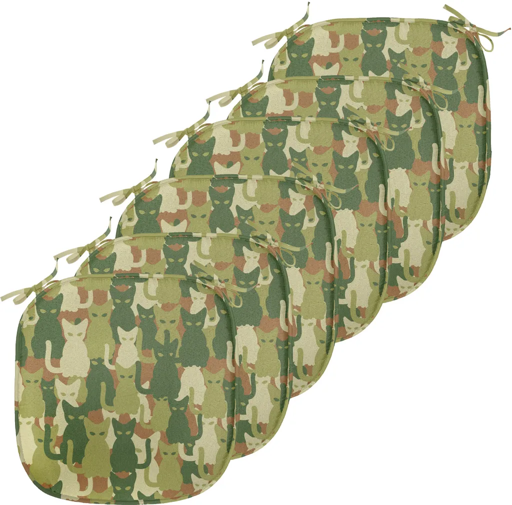 ABAKUHAUS Lot de 6 Coussins de Chaise Camo Chatons Jungle 40x40 cm