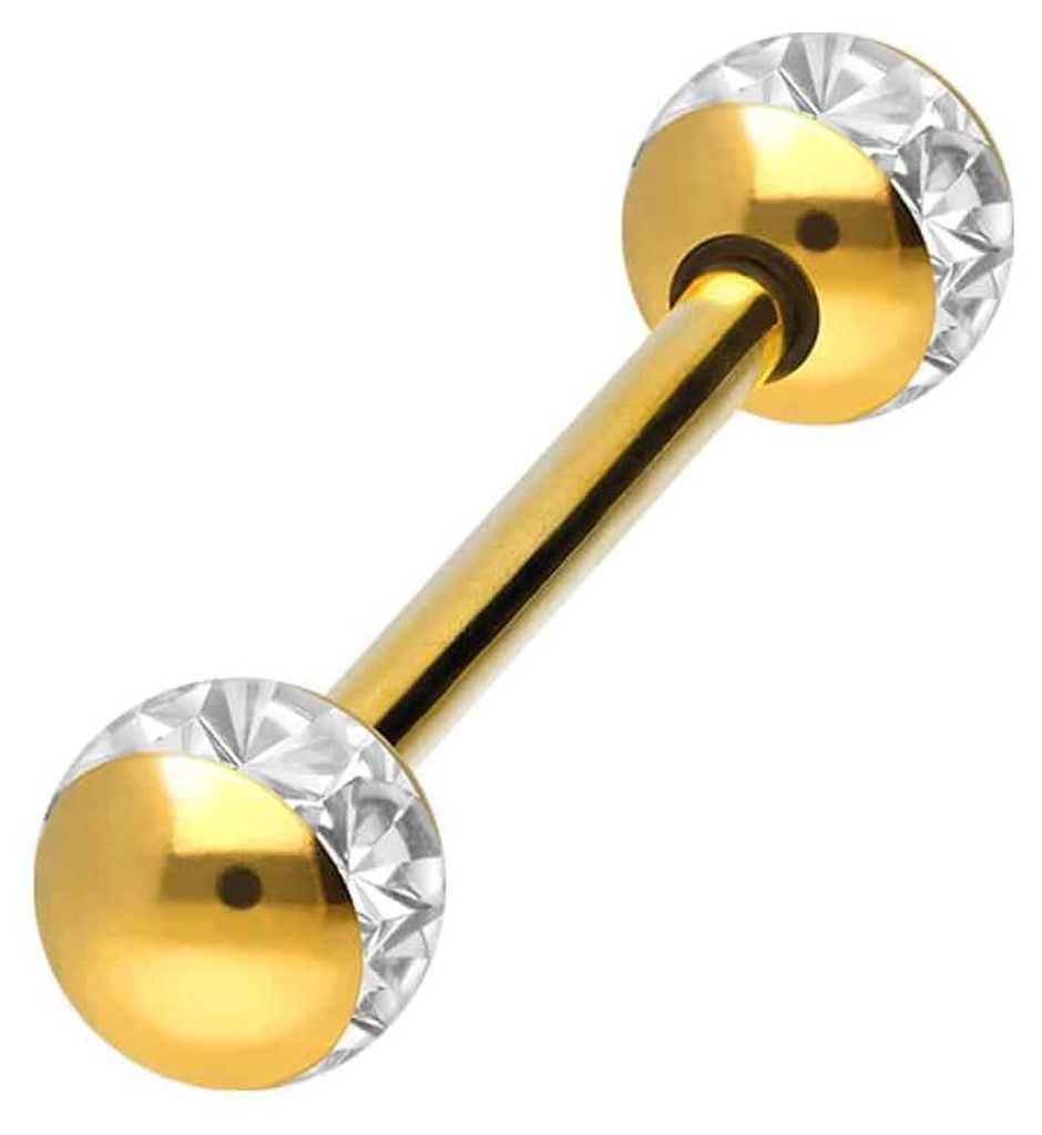 Zungenpiercing, Intim-Piercing Chirurgenstahl Barbell EPOXY-RING-KUGELN Gold Stablänge: 14mm
