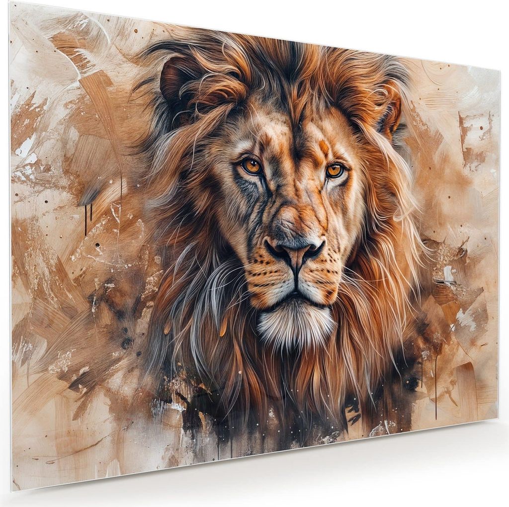 Glasbild 120x90cm in XXL für Wohnzimmer, Schlafzimmer Motiv Löwe Porträt