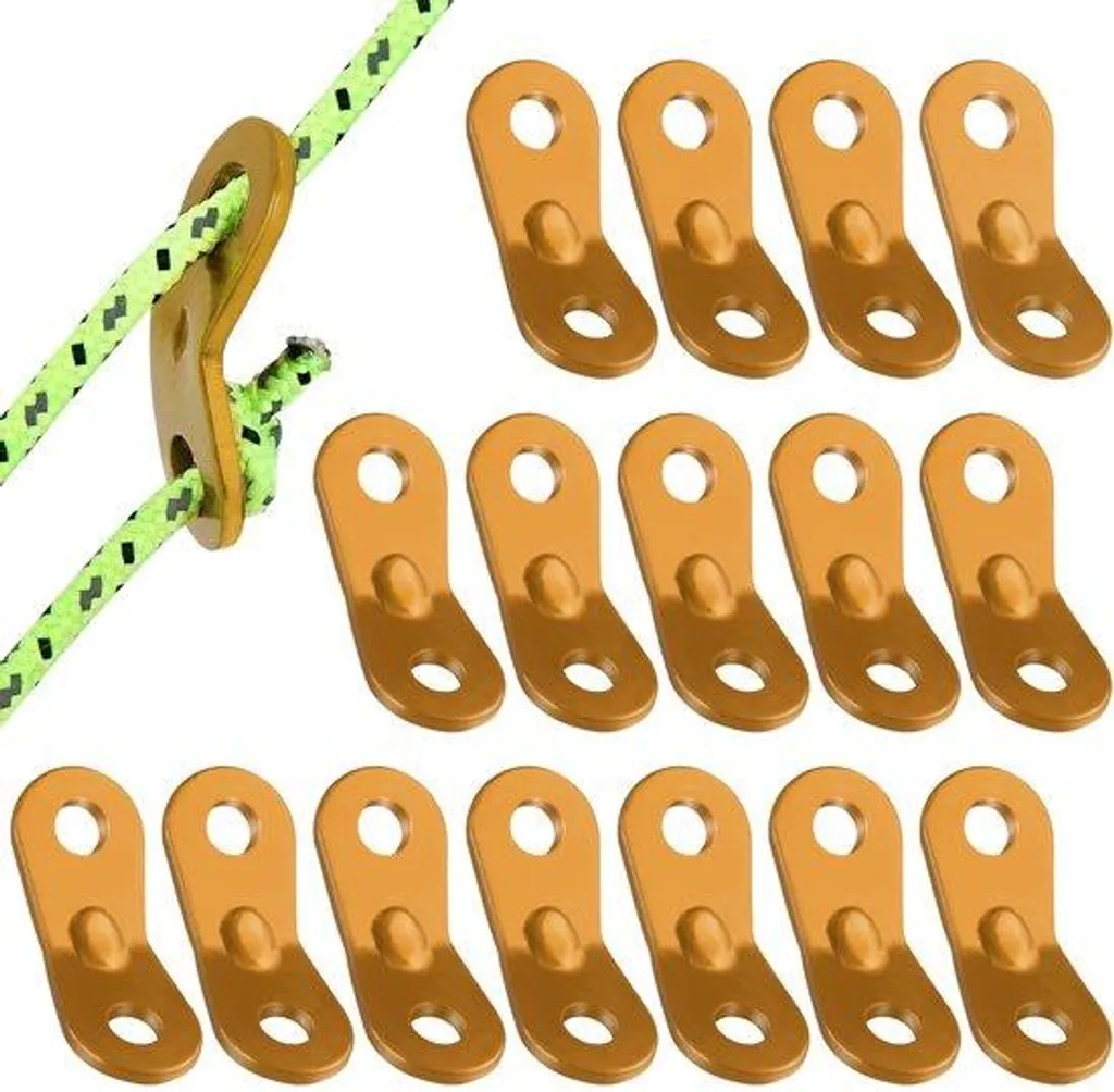 Tendeurs autobloquants en aluminium léger pour corde de tente, pack 16
