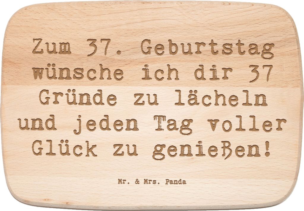 Mr. & Mrs. Panda Holzbrett Spruch 37. Geburtstag Glücksmomente - Transparent - Geschenk, Geburtstagsgeschenk, glücklicher, Holzbrettchen, Frühst...