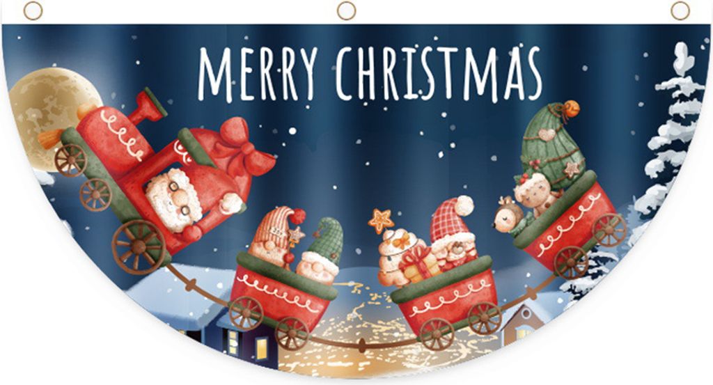 Türflagge langlebige feine Verarbeitung exquisites Muster wiederverwendbares langlebige Weihnachtsdekoration Helles Farbfanfans-fanförmige Flagge...