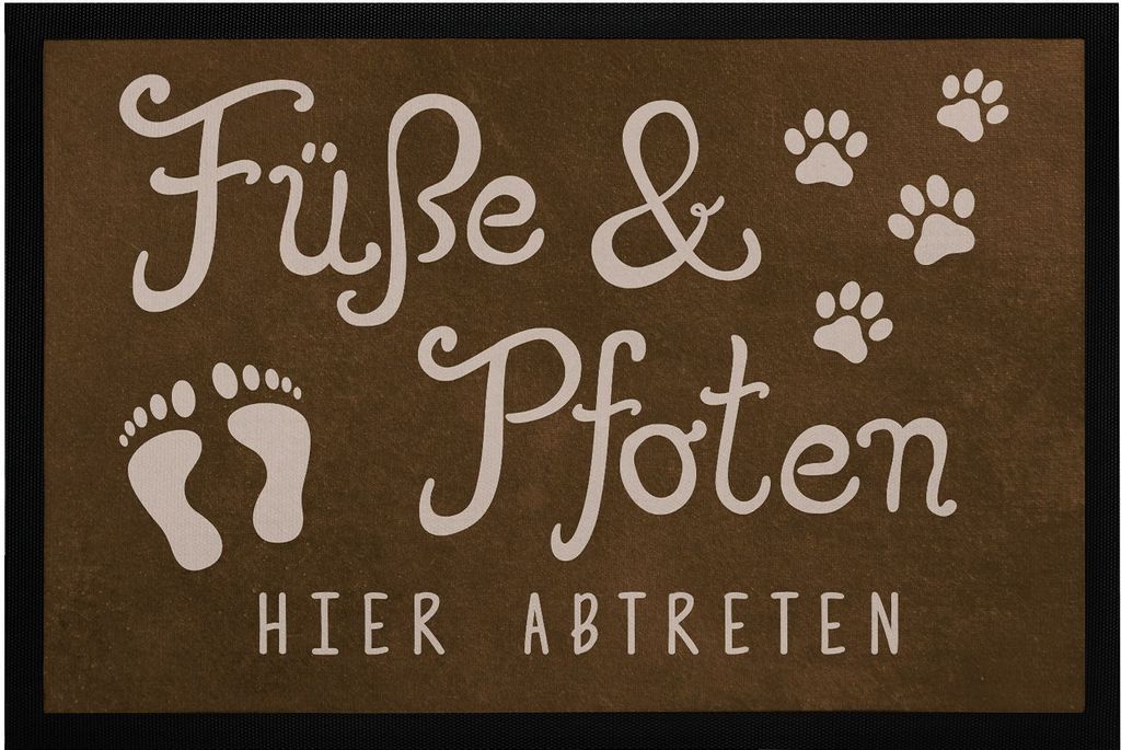 Fußmatte Füße und Pfoten hier abtreten Spruch lustig Hund Produktbild 