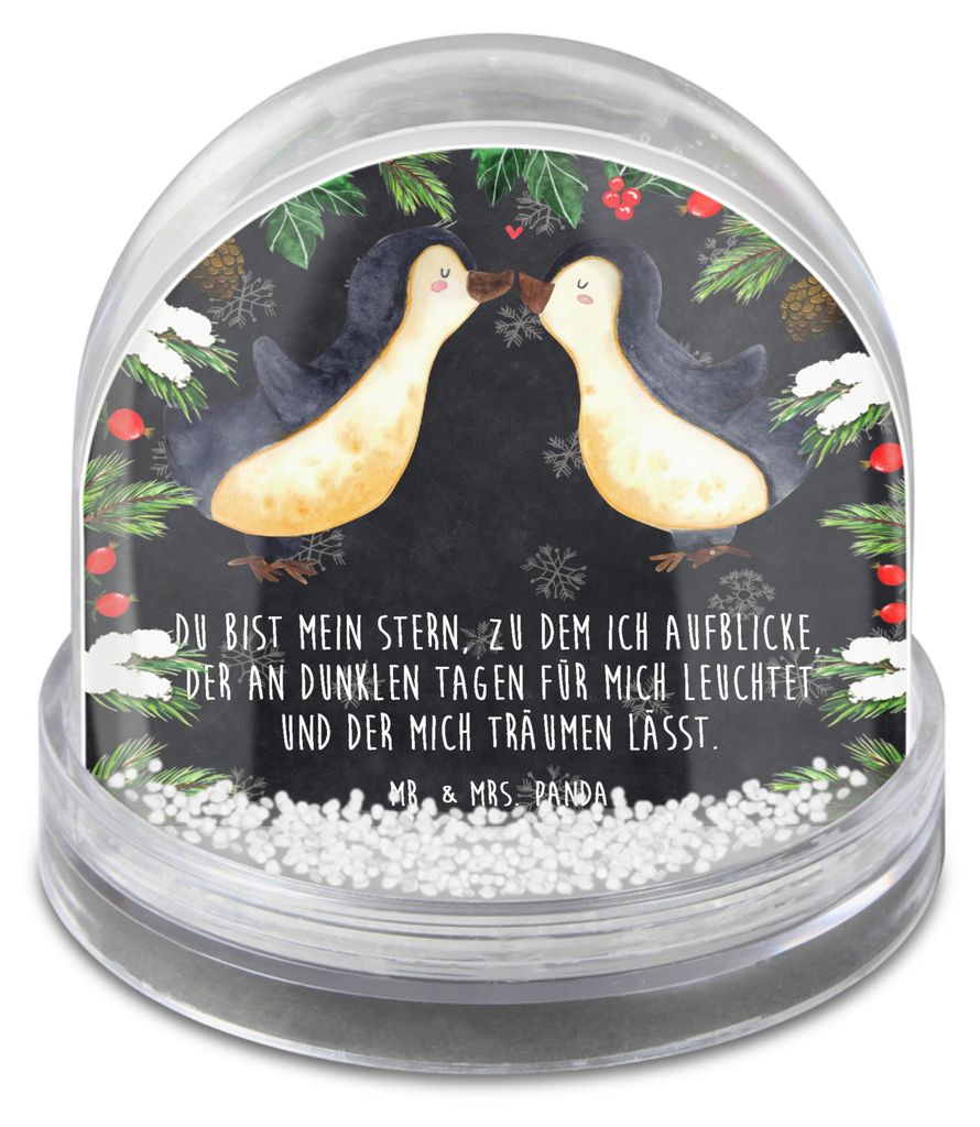 Mr. & Mrs. Panda Schneekugel Weihnachten Pinguin Liebe - Kreidetafel - Geschenk, Verlobter, schnee kugel, Schüttelkugel, Vertraut, Hochzeitstag, F...