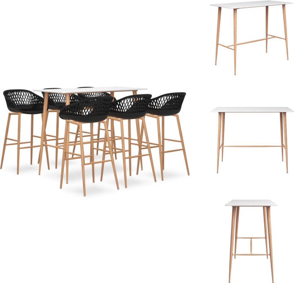 vidaXL 7-tlg. Bar-Set Weiß und Schwarz - Essgruppen