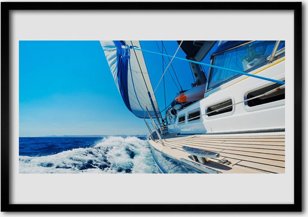 Bild 70x50 MDF-Rahmen Wandkunst Boot Sea Landschaft