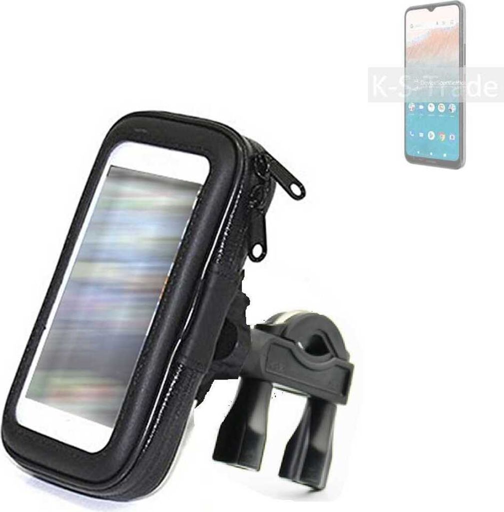 K-S-Trade Fahrrad-Halterung kompatibel mit Nokia C21 Plus 2GB Handy-Halterung Halter Lenkstange Fahrradhalterung Motorrad Bike Mount Wasserabweisend