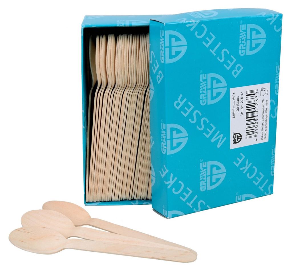 GRÄWE Einweglöffel aus Holz, 100 Stück Produktbild 