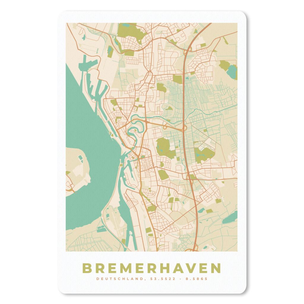 MuchoWow Mauspad Mousepad Bremerhaven - Karte - Vintage - Stadtplan 18x27 cm - Mousepads - Maus Mat - Pad - Mausunterlage