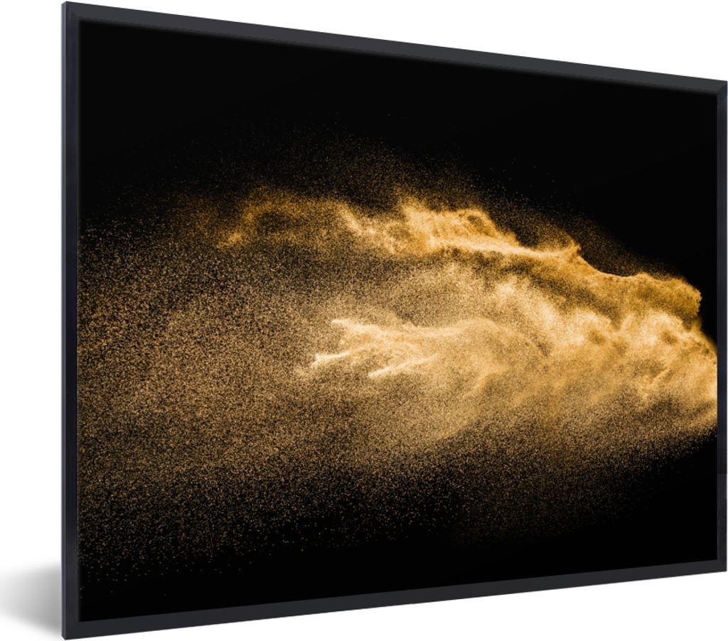 MuchoWow Gerahmtes Poster Sand - Gold - Schwarz - Luxus - Kunst 80x60 cm - Poster mit Schwarzem Bilderrahmen Wandposter Rahmen Foto Bilder - Schw...