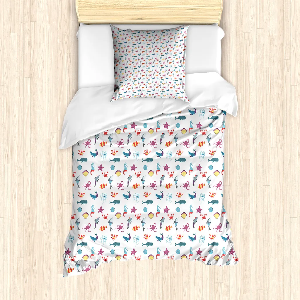 Copripiumino Doodle Sea Elements ABAKUHAUS 135x200 Multicolore