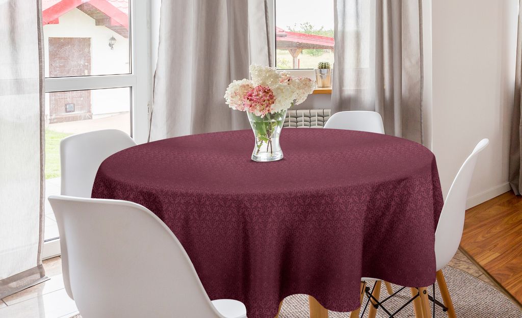 ABAKUHAUS orientalisch Runde Tischdecke, Curlicue Tulpe-Blumen-Blatt, Kreis Tischdecke Abdeckung für Esszimmer Küche Dekoration, 150 cm, Getrockn...