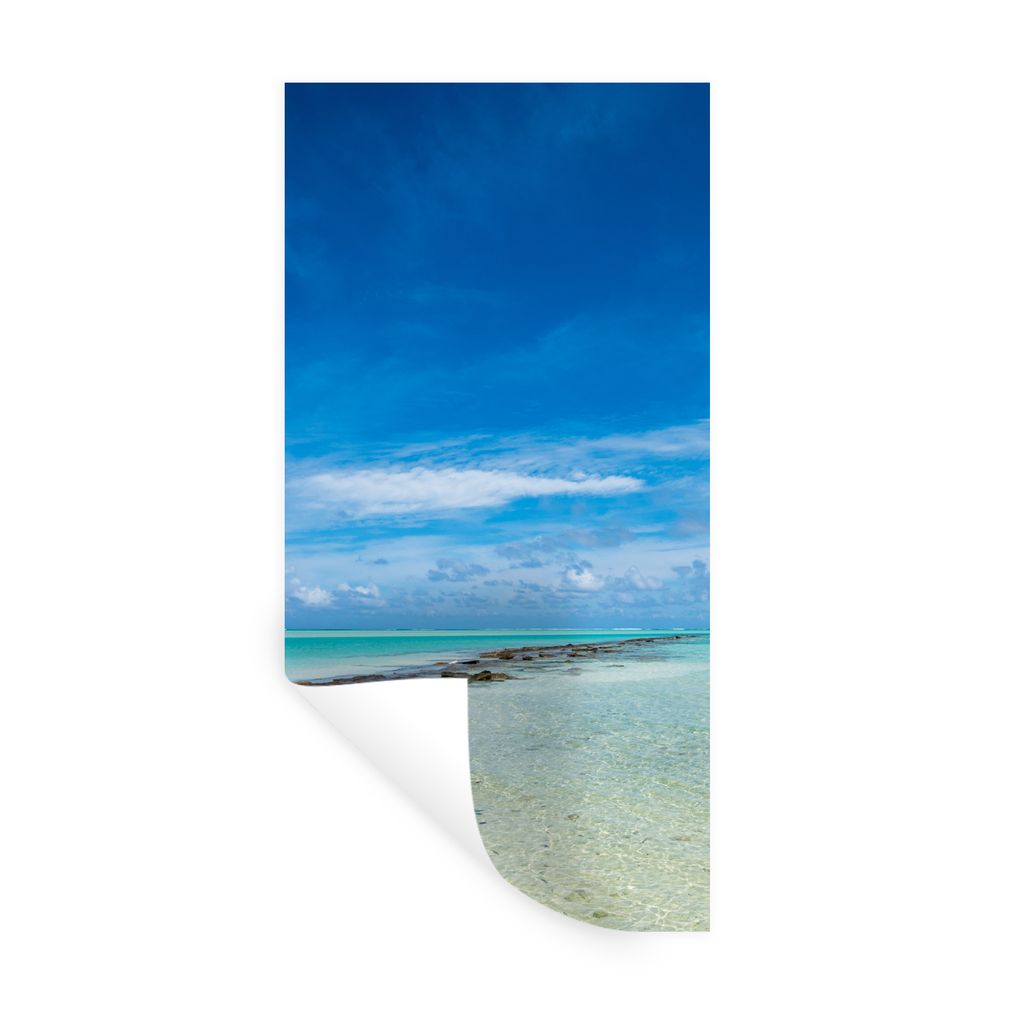 MuchoWow Wandtattoo Wandsticker Wandaufkleber Ein Blick auf die Aitutaki-Lagune von One Foot Island aus 20x40 cm Selbstklebend und Repositionierb...