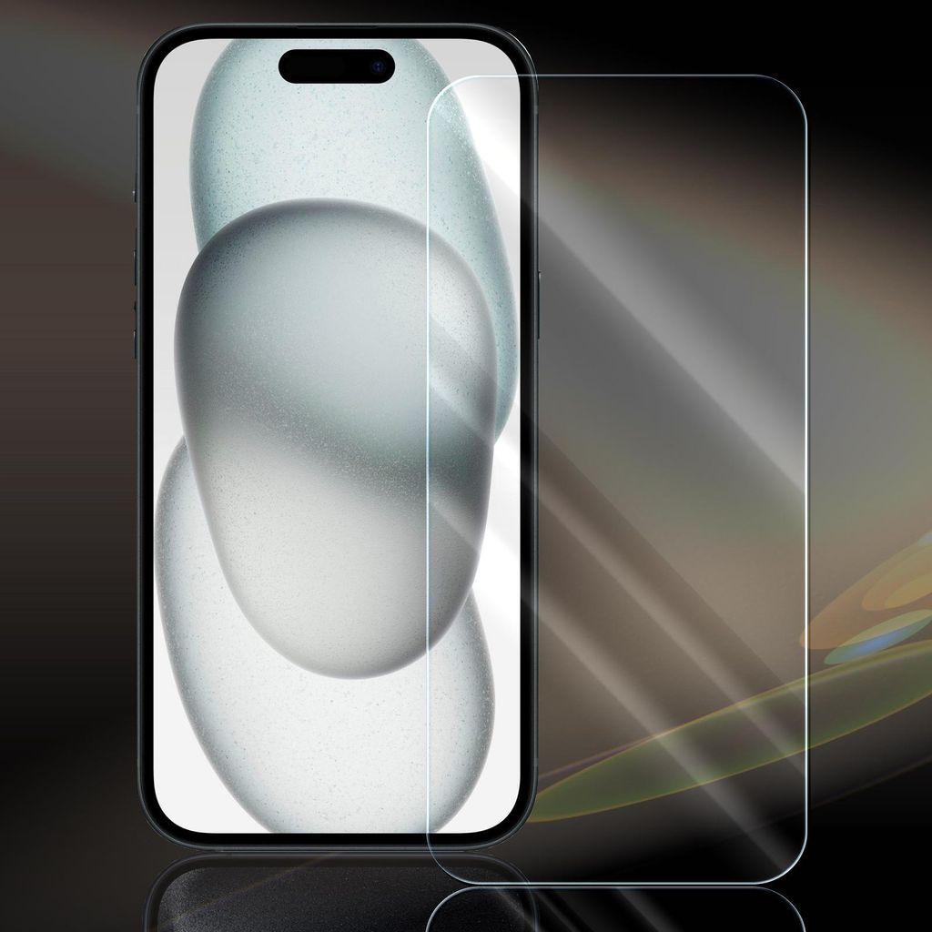 Panzer Folie für Apple iPhone 15 Echt Glas Displayschutzfolie Transparent Glasfolie 9H Härtegrad Schutzglasfolie
