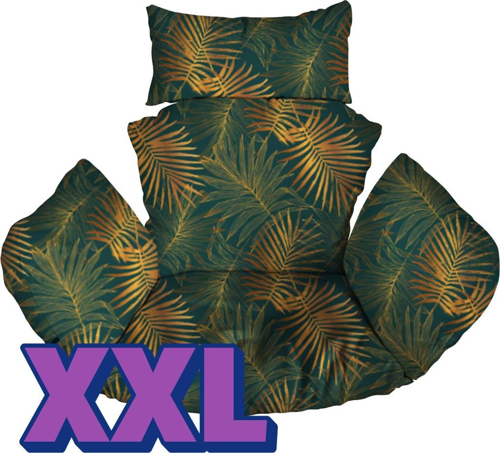 Hängesessel Kissen, XXL, Polster, Auflage für Polyrattan & Rattan Hängeschaukel, Rückenkissen für Hängesitz, Palmengrün [114]