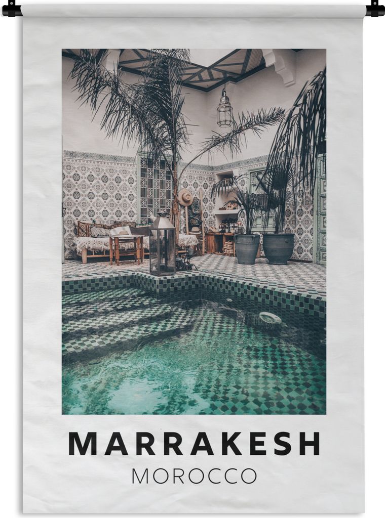 MuchoWow Wandteppich Wandbehang Marrakech - Marokko - Dekoration 90x135 cm Tapisserie Dekoration Wandtuch - Baumwolle - Wandskulptur