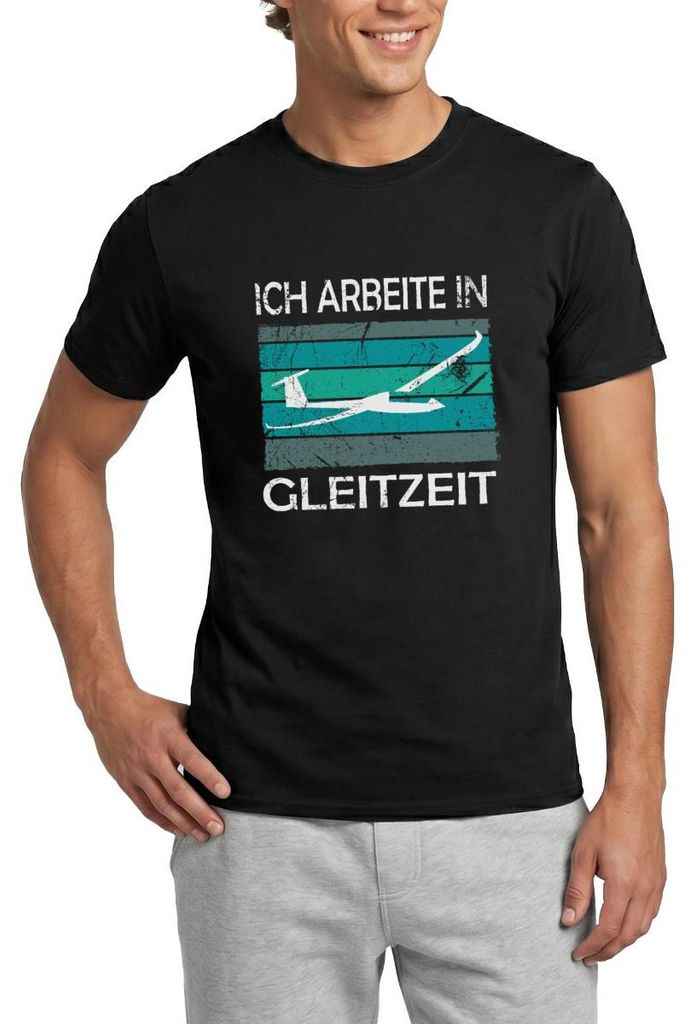 Spreadshirt Segelflugzeug Ich Arbeite In Gleitzeit Lustig Männer T-Shirt, XL, Schwarz