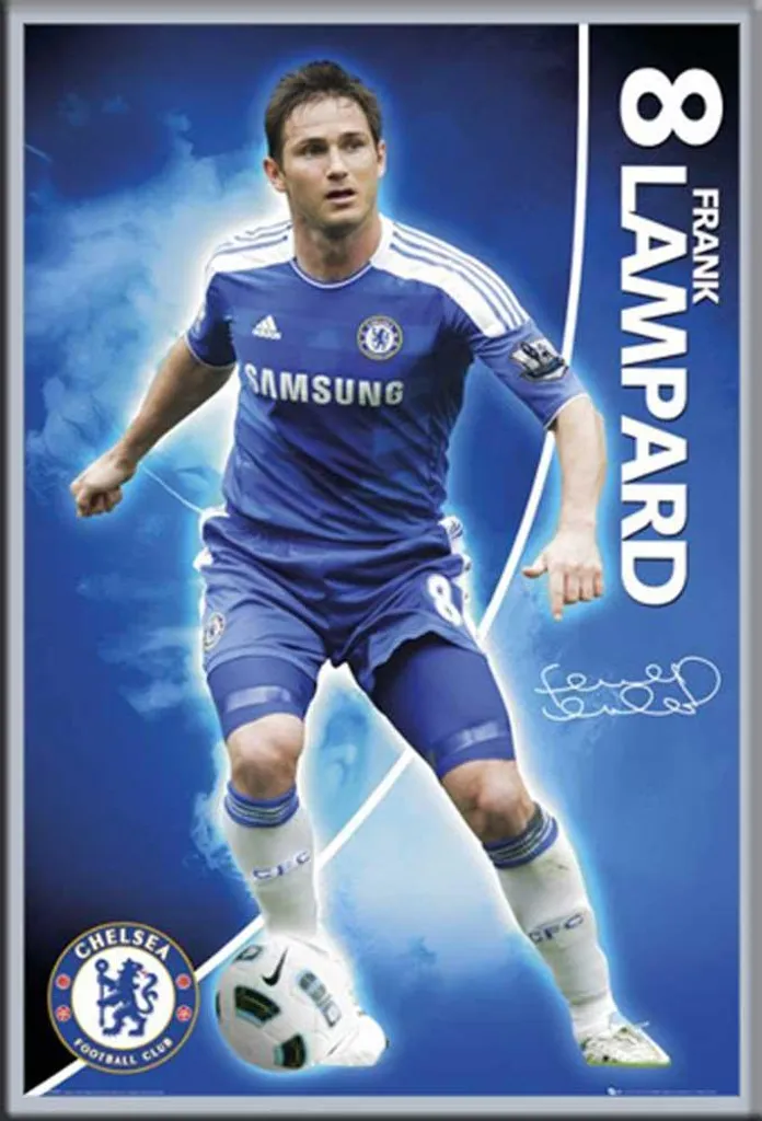 Poster Chelsea Lampard 11/12 avec Cadre Aluminium Argenté Shinsuke®