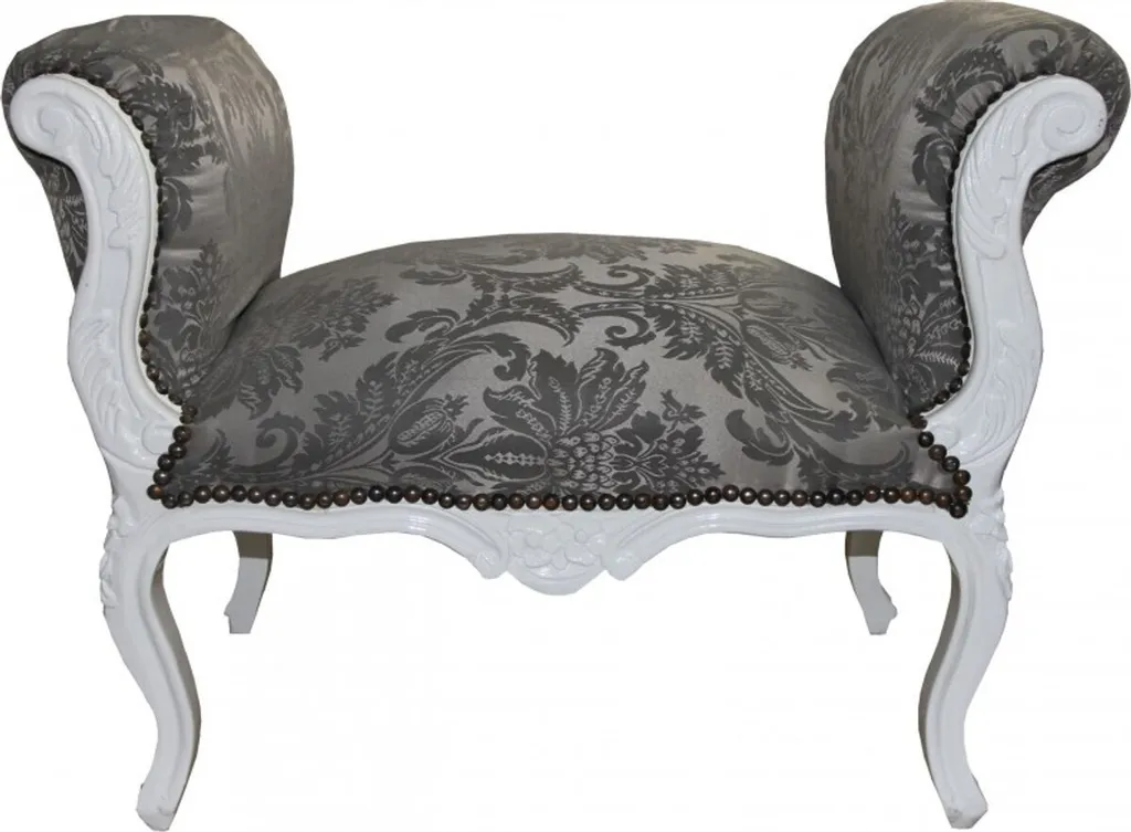 Banc Baroque Gris et Blanc Casa Padrino - Tabouret Design Luxe Salon