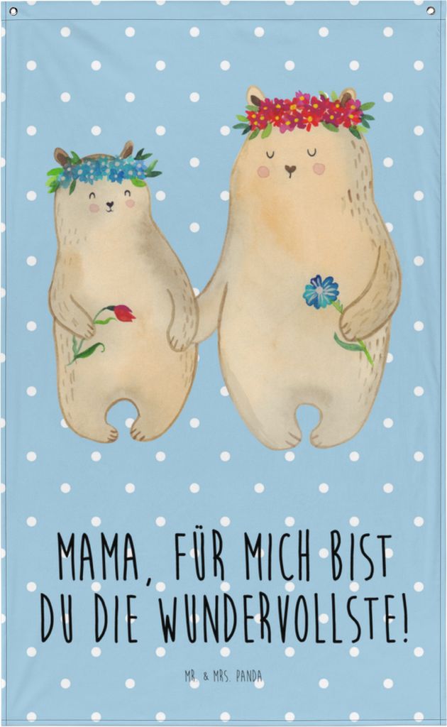 Mr. & Mrs. Panda Tapestry Bären mit Blumenkranz - Blau Produktbild 