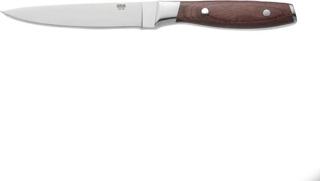 12x Steakmesser Set CARLOS mit rotem Pakkaholzgriff, 25 cm, Set, Klingenstahl 420, Holz