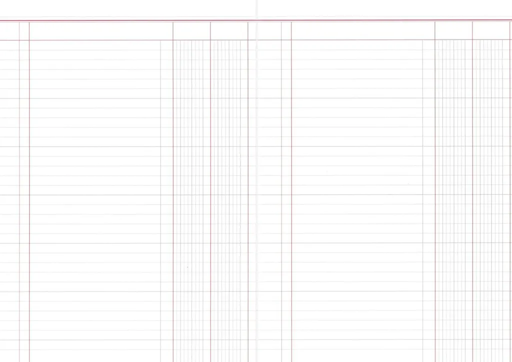 Livre à colonnes A4 ligné rouge et gris RNK 3402, 60 pages numérotées
