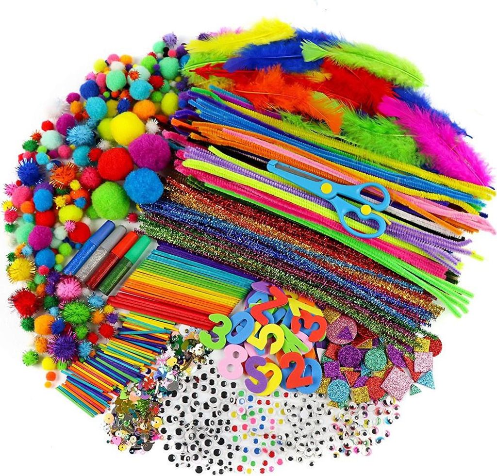 Valise de Bricolage pour Enfants à Partir de 4 Ans - Set de Matériel Comprenant Pompons et Cure-Pipe pour Filles et Garçons