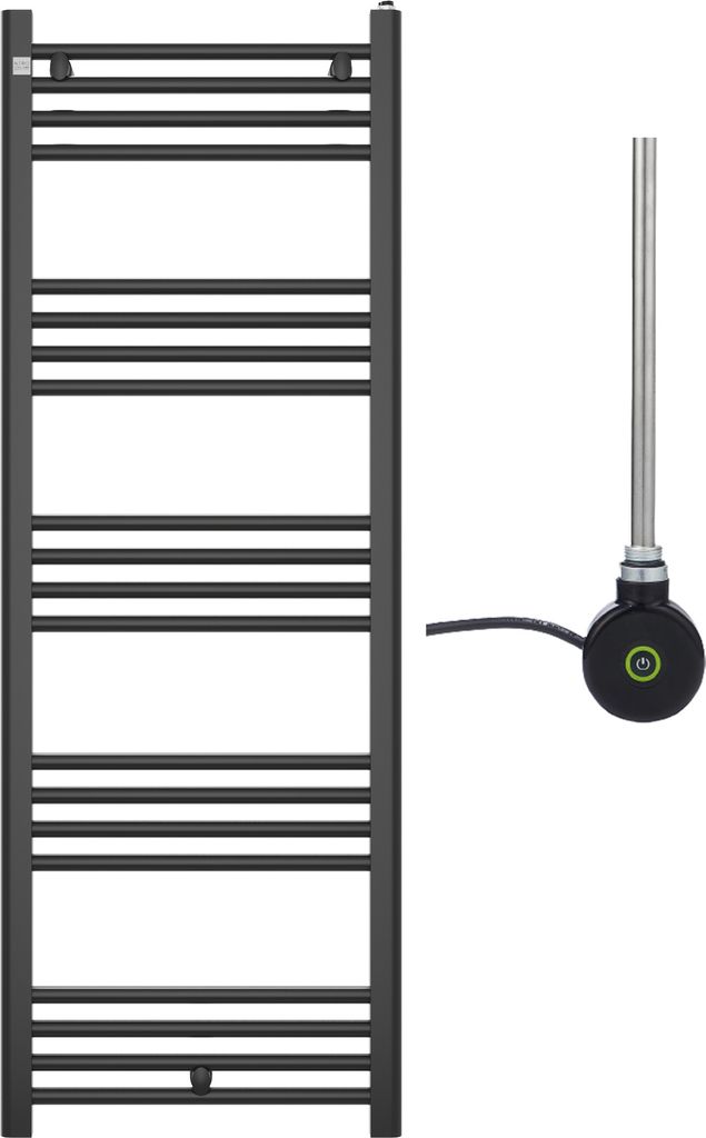 Granitan | Badezimmerheizkörper PUERTO - 140/50 cm - Schwarz - Modernes Design - Mit elektrischer Heizpatrone