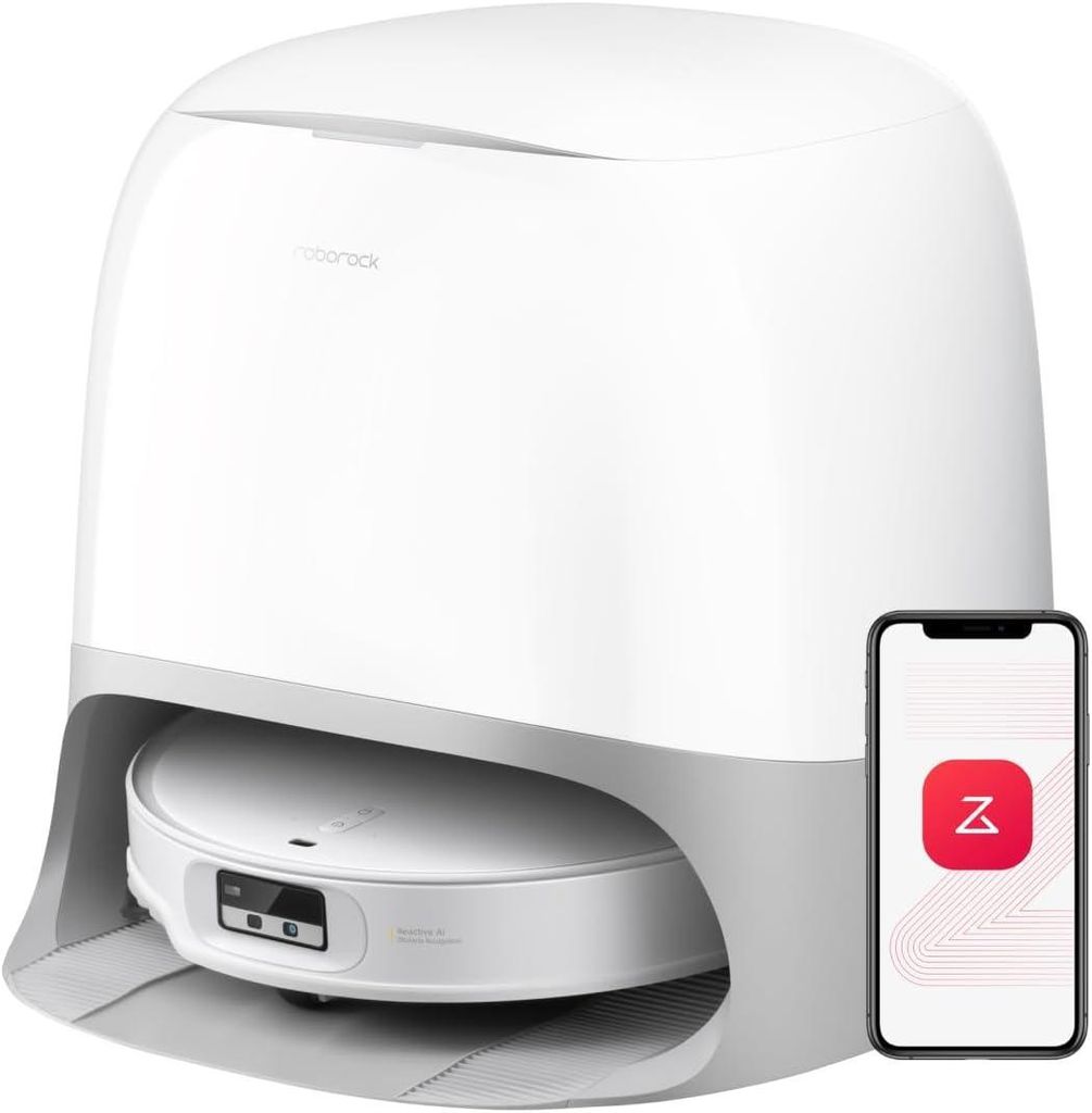 Roborock Qrevo CurvX Saugroboter mit Wischfunktion, 22.000Pa Saugkraft, 7,98 Ultra Slim, Dual Anti-Tangle-System, Reactive Al-Hinderniserkennung(We...