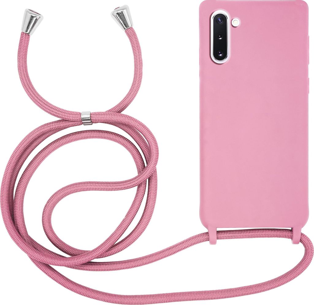 MyGadget Handykette für Samsung Galaxy Note 10 TPU Hülle mit Band - Handyhülle mit Handyband zum Umhängen Kordel Schnur Case Schutzhülle - Rosa