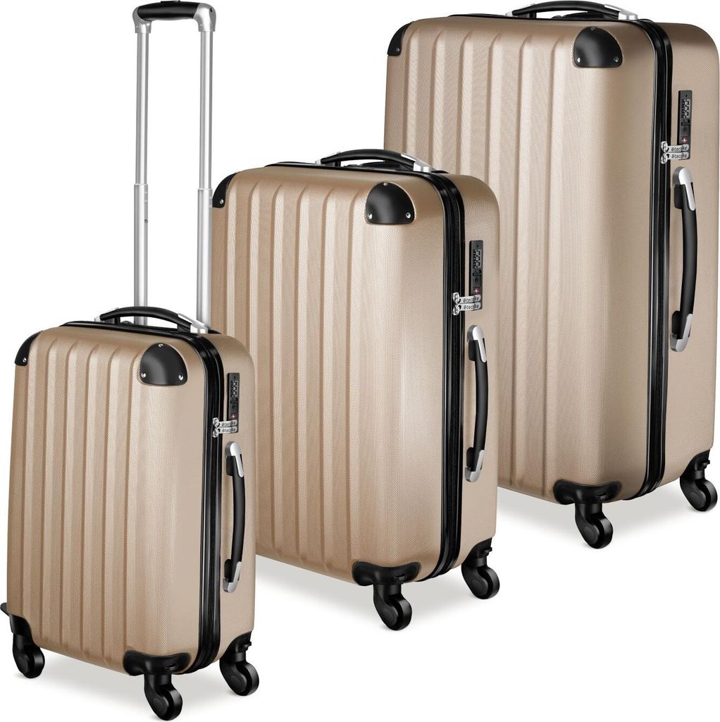 tectake® Hartschalenkoffer-Set 3-teilig, aus robustem Produktbild 
