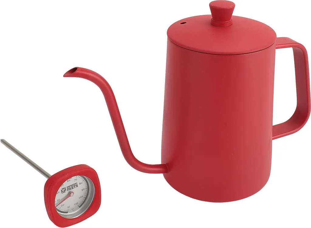 Bouilloire de précision 600ml inox rouge avec thermomètre de contrôle