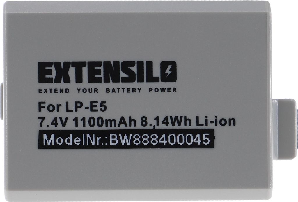 EXTENSILO Akku Ersatz für Canon LP-E5, LC-E5 für Kamera (1100 mAh, 7,4 V, Li-Ion)