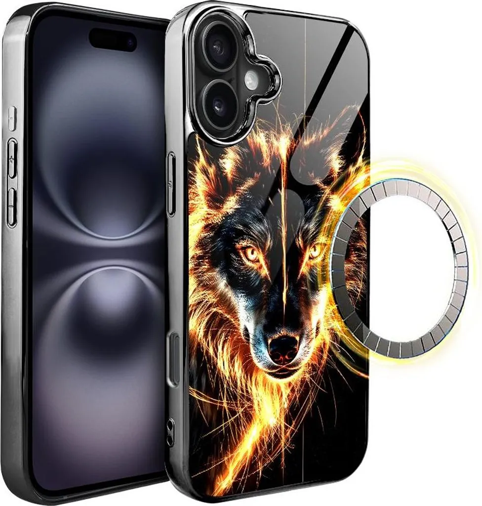 Custodia iPhone 16 IBIZU Elite MagSafe Fire Wolf | Vetro e Chrome