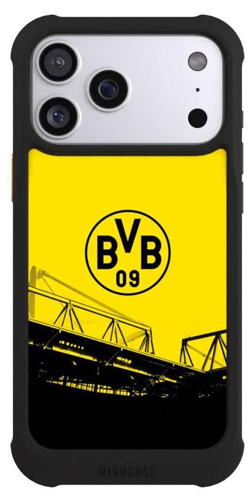 NIVOCASE Hülle für Apple iPhone 17 Pro Max Stoßfeste Handyhülle NIVOmax Case Schwarz BVB Borussia Dortmund Fanartikel