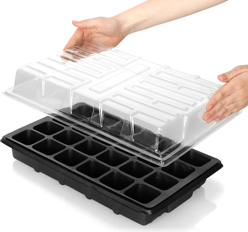 Mini serre de semis avec plateaux d'eau et couvercles transparents - 4