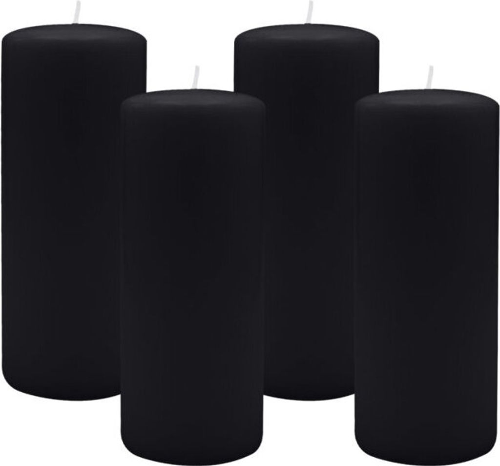 4er Set Adventskranzkerzen Schwarz Ø 80 x 200 mm Produktbild 