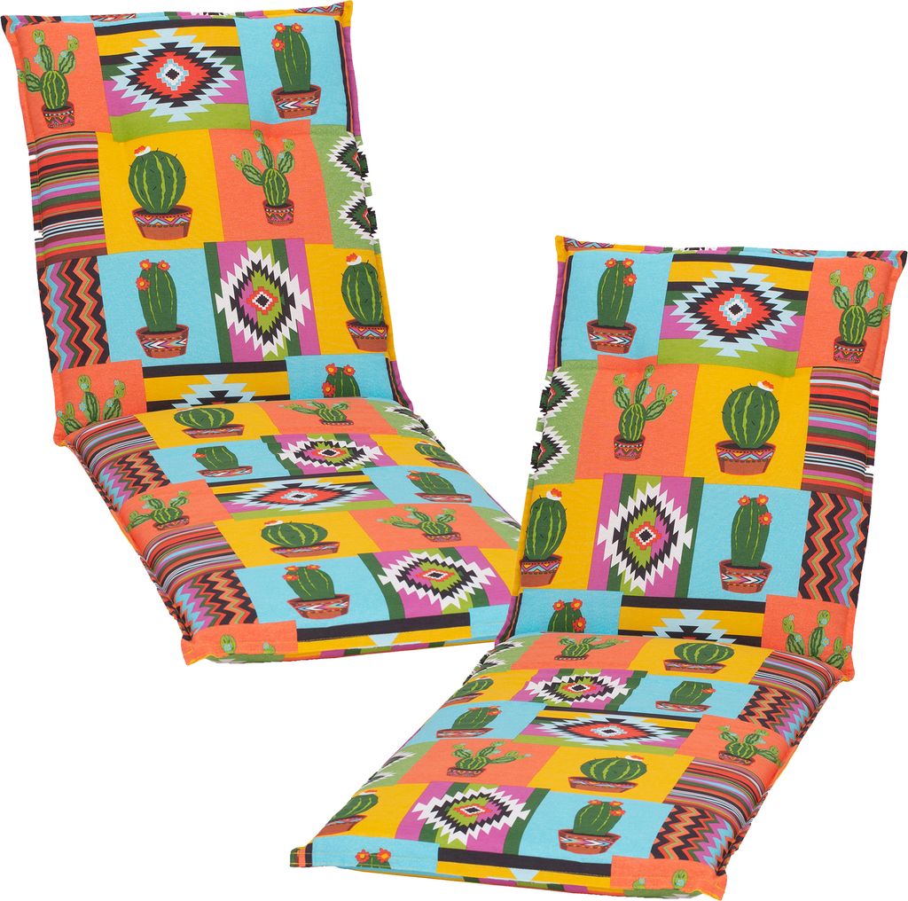 NYVI Liegenauflagen Piemont 2er Set - 191x58x8 cm Mexiko - Extra Starker 8cm Sitzpolster - Gartenmöbel Auflagen mit Halteband & Bindebändern