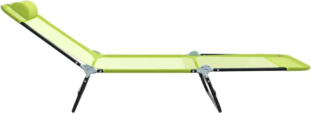 Lit de soleil pliable vert 182x55x85,5 cm avec structure métal robuste - 5