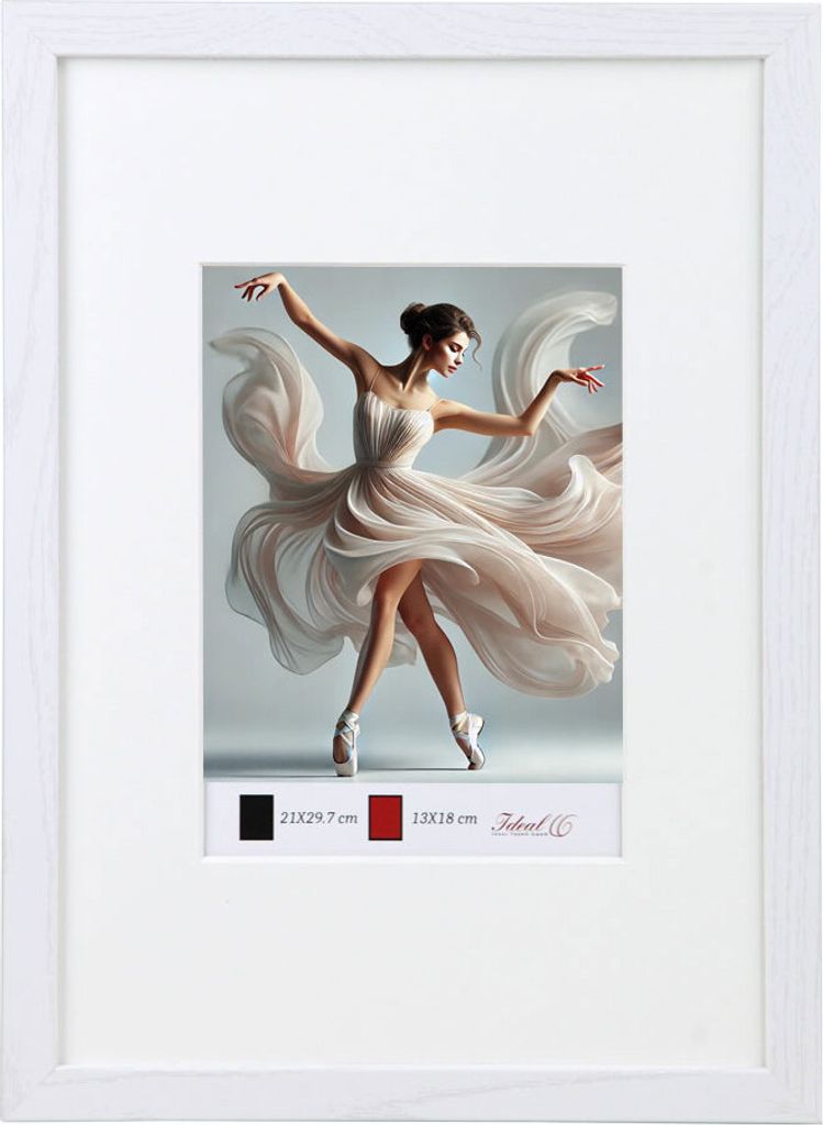 Holzbilderrahmen mit Passepartout Elegantes Design Foto Rahmen Collage Wanddeko HR-5 Poster - Farbe: Weiß | Format: 40x60