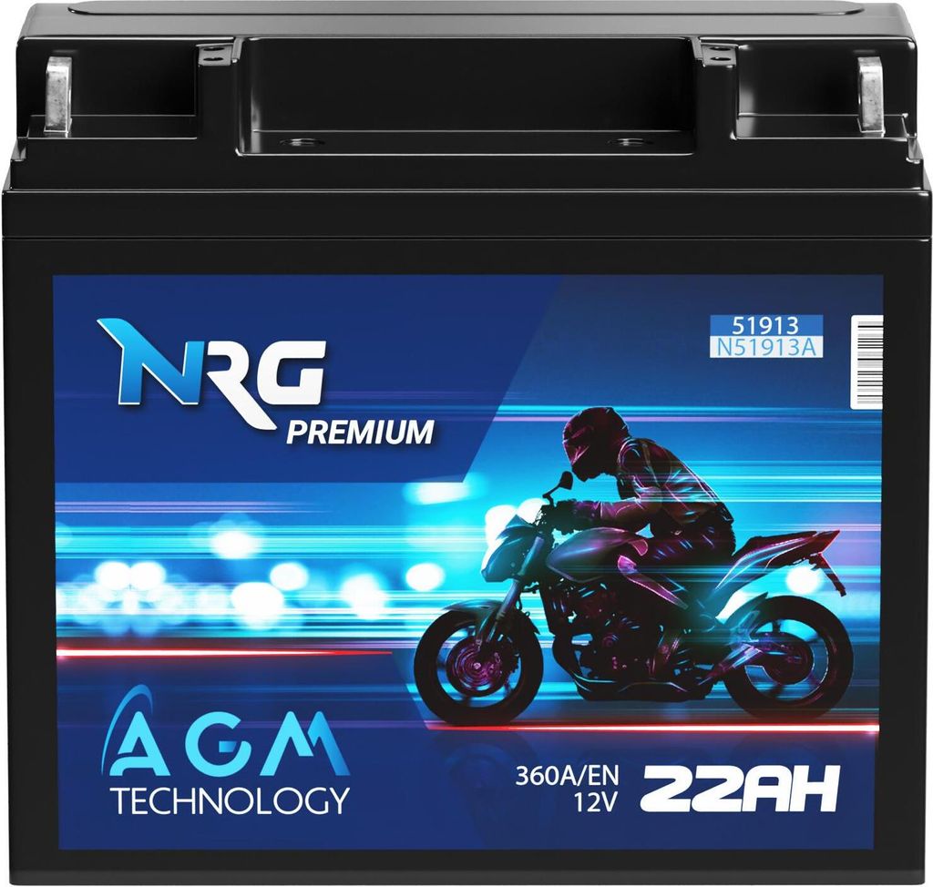 NRG PREMIUM AGM Motorradbatterie 12V 22Ah 51913 – Produktbild 