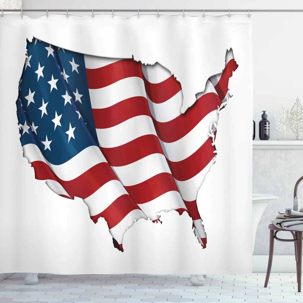 Tenda Doccia Mappa Mondo ABAKUHAUS 175x200 cm - Stile USA per il Bagno
