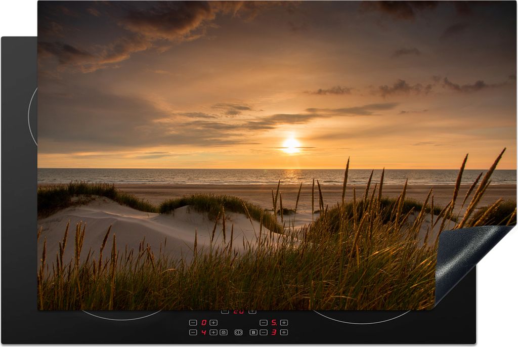 KitchenYeah Herdabdeckplatte Strand - Farben - Europa , 80x52cm, Küche Deko, Ceranfeld Herdabdeckung, Abdeckplatte fùr Kochfeld