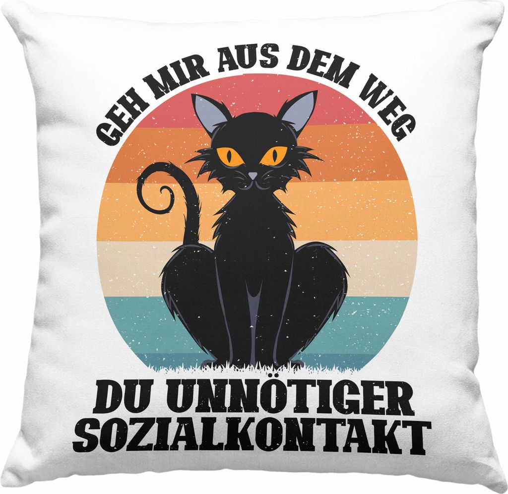 Trendation - Geh Mir Aus Dem Weg Du Unnötiger Sozialkontakt Geschenk Deko-Kissen mit Füllung 40x40 Lustiger Spruch (Rosa)