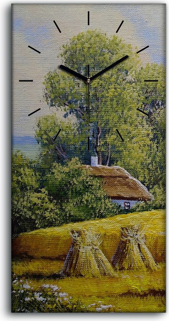 Dekor Leinwand Uhr Wandbilder 30x60 Malen von Mühle Hütte auf dem Land - schwarze Hände
