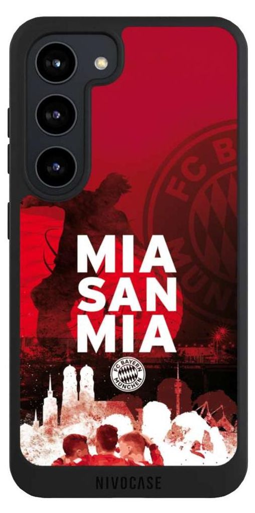 NIVOCASE Handyhülle für Samsung Galaxy S23 Hülle NIVOpure Case Schwarz FC Bayern München FCB Mia San Mia