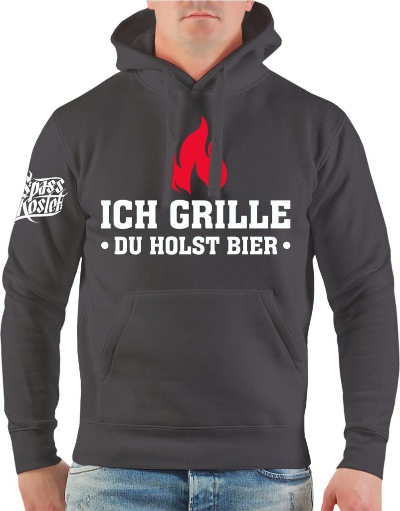 Herren Kapuzenpullover Ich grille du holst Bier