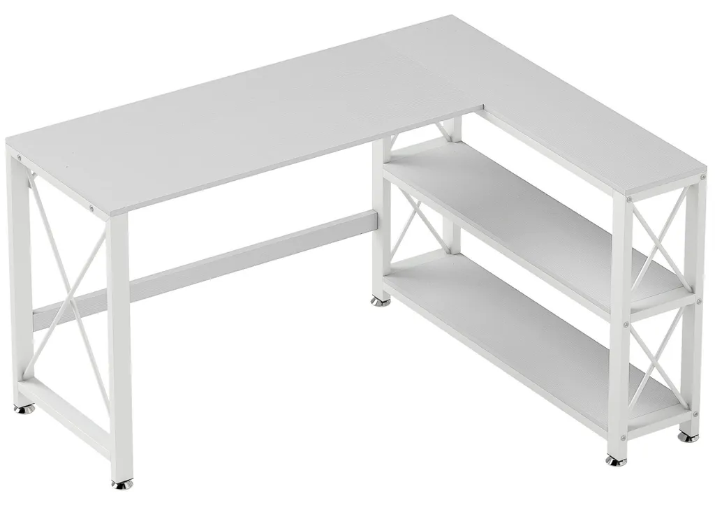 Bureau d'angle blanc modulable et réversible, structure métal stable - 12